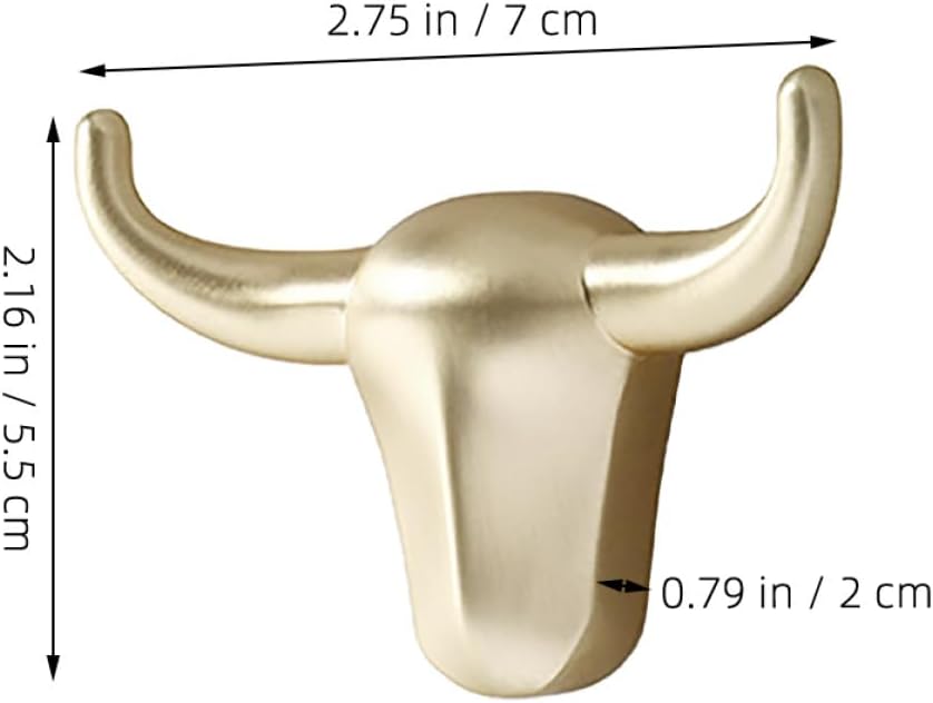 Milisten Modern Bull Horn Wall Hook, Zinc Alloy Cow Head Hanger image 2