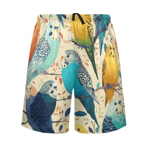 Men's Short Pajama Bottoms Parrot Bird Budgerigar Home Casual Sleep Pants Lightweight with Drawstring2
