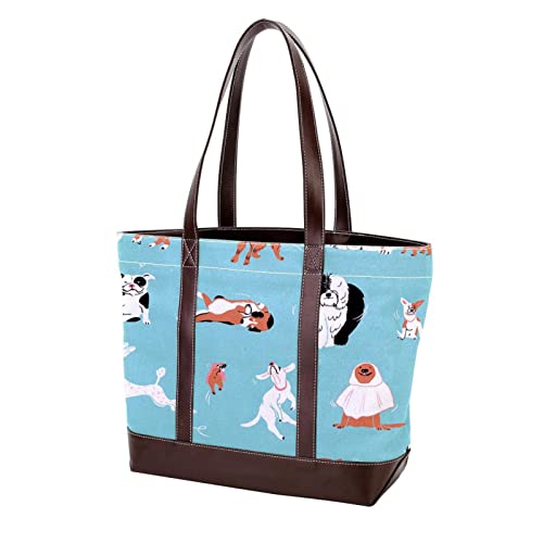 Sac cabas femmes motif feuilles tropicales dessin animé avec anses confort