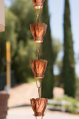 Monarch Rain Chains 14003 Pure Copper Akira, 8-1/2 Feet Length Replacement Downspout for Gutters, Rain Chain 8.5 Ft - Image 3