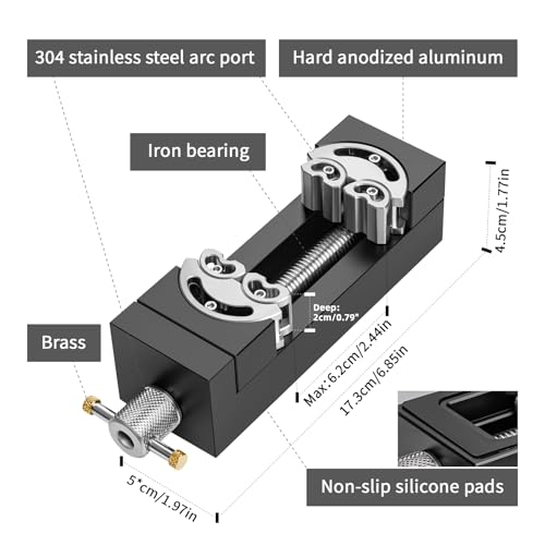 WhiteRhino Mini Bench Clamp, Mini Bench Flat Table Vice Self-AdjustingDrill Press Vice for DIY Aerospace-Grade Aluminum Alloy&Precision CNC Machined Crafts,Jewelry Making,Modeling,DIY,Repairs 9 WhiteRhino Mini Bench Clamp, Mini Bench Flat Table Vice Self-AdjustingDrill Press Vice for DIY Aerospace-Grade Aluminum Alloy&Precision CNC Machined Crafts,Jewelry Making,Modeling,DIY,Repairs - Image 9