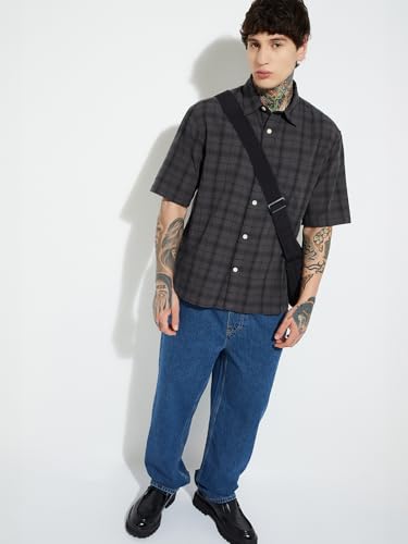 Image of Max URB N Men Half Sleeves Checked Slim Fit Cotton Shirt