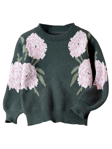Image of BEAUDRM Girl's Cute Bow Sweater Crew Neck Long Sleeve Drop Shoulder Loose Pullover Tops