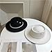 Women’s Pearls Chain Fedora Hat Fashion Wide Brim Felt Cap with Pearls Pins Winter Black White Cap