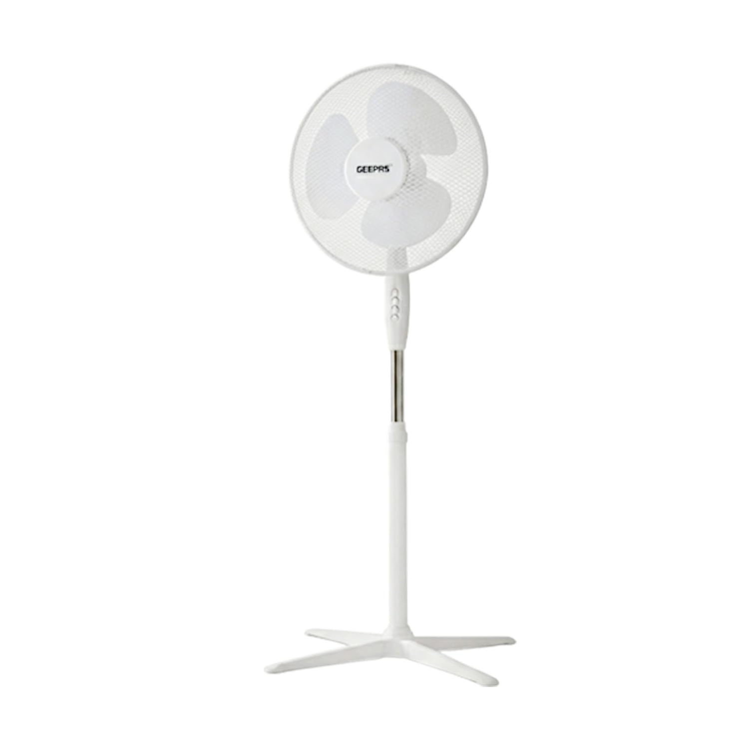 Geepas 16" Stand Pedestal Fan Oscillating 3 Speed Adjustable Height in White
