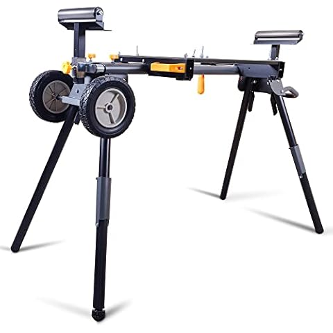Deluxe Heavy Duty Rolling Miter Saw Stand with 8 in Wheels 330 Lbs Load Capacity Black and Grey Single Pack WK-MS029E-2 Cover