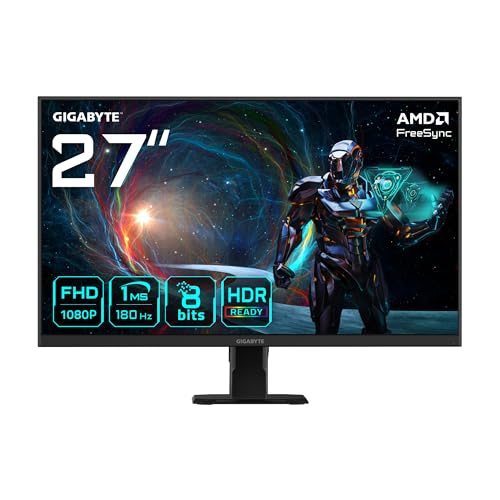 GIGABYTE GS27FA 27″ Monitor de Juego FHD – 1920 x 1080, 180Hz, 1ms, 300 CD/m², FreeSync, HDR Ready, HDMI 2.0