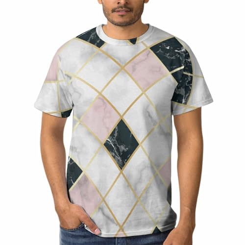 Tshirt homme motif marbre col rond t-shirt manches courtes été haut décontracté