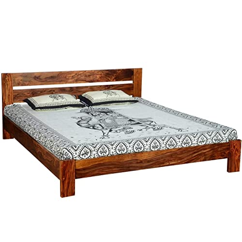 Image of Solid Sheesham Wood King Size Cot Without Storage| Stylish and Luxury Bed for Bedroom | (Country, King)