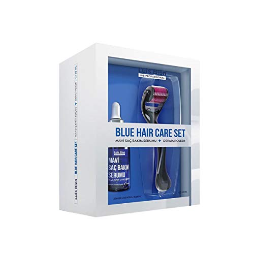 Luis Bien Blue Haar Care Serum+ Dermaroller Set, Haaruitval Preventie, Beschadigde Haarherstelling sneller Unisex-50 ML