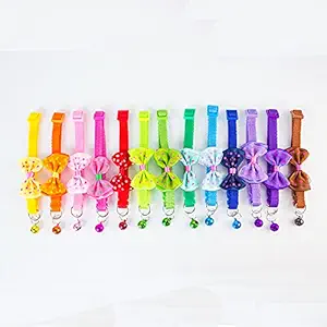 YellowCult 2 Pieces Cat Collars - Classic Bow Design, with Bell, Adjustable Strap, and Safety Release Buckle [Modern Design for Your Cute Cats, Puppies & Small Dogs- 2 Random Colors]