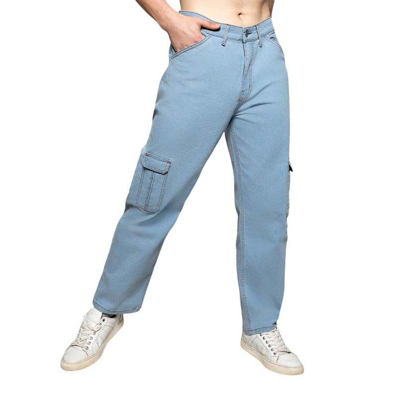 Image of CAHOOT Men's Denim Jeans for Casual Wear | Medium-Wash | Regular Fit | 5 Pockets | Button Closure | Denim Jeans Crafted with Comfort Fit for Casual Wear