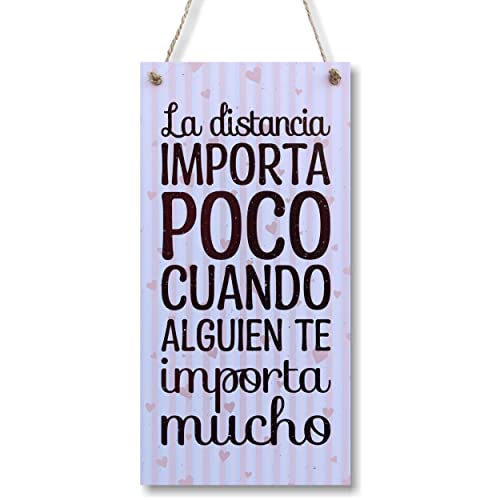 CARISPIBET La Distancia Importa Poco decoración de Interior Adorno Colgante señale Decorativo de Entrada 30 x 15 cm Cover