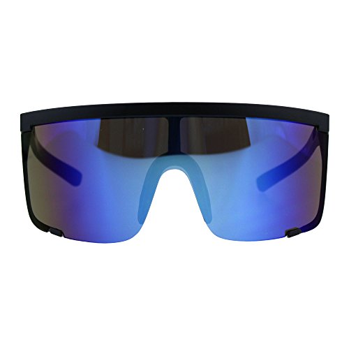Oversize Flat Top Shield Exposed Lens Reflective Color Mirror Sunglasses2