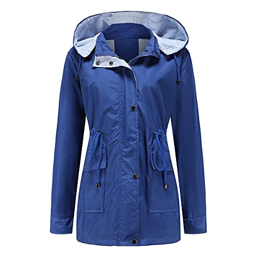 YFFUSHI Femme Manteau Imperméable Léger Blouson Hooded avec Ceinture Parka Coupe-Vent Respirant pour Printemp Automne Cover
