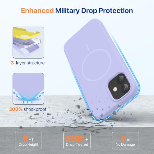 Image of miracase Magnetic for iPhone 12 Case /iPhone 12 Pro Case, [Soft Anti-Scratch Microfiber Lining], Compatible with MagSafe, Liquid Silicone Shockproof Drop Protection Phone Case for 12 /12 Pro,Violet