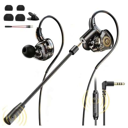 BlueFire Wired Gaming Earbuds with Mic, in-Ear Headphones with Deep Bass, Noise Isolating HiFi Earphones, 3.5mm Plug for PC PS5 Phone, Detachable Mic & Volume Control