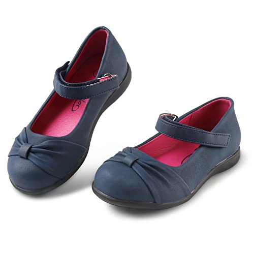 Samilor Mary Jane Shoes for Girls Comfortable Flats School Shoes for Girls Dressy Knot School Uniform Mary Jane Girls Flats Cute Girls Dress Shoes Navy Little Kid 2