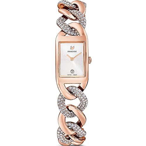 Swarovski Women's Cocktail Rose Gold-Tone Steel Bracelet & Case Quartz Silver-Tone Dial Watch 5519327