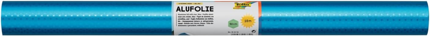 Folia Aluminium Foil Double-Sided Laminated with Embossed Star, 50 cm x 10 Metres, R 33 St