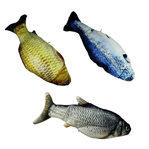 AmiAbi Cat Electric Chargeable Wagging Fish Simulação de brinquedo de pelúcia realista Catnip Soft G