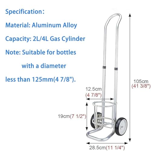 Supporto portatile per bombola di ossigeno con rotelle, carrello resistente per un facile trasporto dei serbatoi di gas, supporto sicuro per uso domestico o medico
