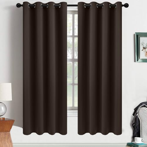 Yakamok Room Darkening Curtains 52x63 inch Length Dark Brown-Living Room
