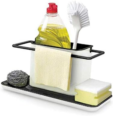 Anva ABS 3 In 1 Kitchen Sink Organiser for Dishwasher Liquid Bottles, Store Hand Wash Bottles, Wiping Cloths, Soap, Sponge, Brush
