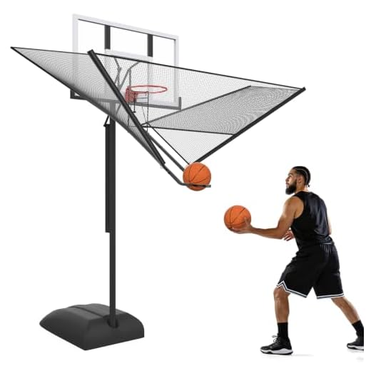 Upgrade Basketball Shot Trainer with Net Return Attachment, Heavy Duty Basketball Rebounder Ball Return for Basketball Hoop fit 18" Basketball Rim for Outdoor Indoor