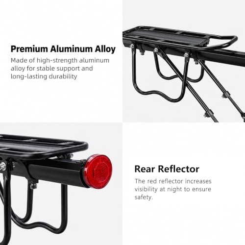 YUUISD Rear Bike Rack,110 LB Bearings Bike Cargo Rack,Quick Release Aluminum Bicycle Luggage Carrier Rack,Fit Mountain Bike,Folding Bike,Road Bike,E-Bike,BMX,for Adults Cyclists Commuters Riders - image 3