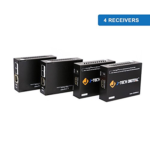 J-Tech Digital 1X4 Hdmi Extender Splitter Combo Over Cat5E/Cat6 Cable Up To 164 Feet (50 Meters) At 1080P With Local Loop Out And Bi-Directional Ir Control (Jtdhdex1X4) #TOP2