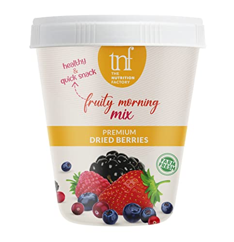 Image of The Nutrition Factory Dried Berries, Unsalted, 325G(Blueberry, Cranberry, Black Currant, Strawberry Diced, Cherry),200 Grams