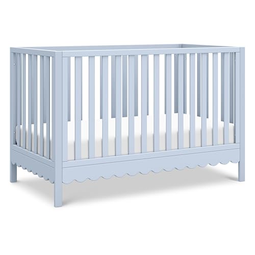 Image of Davinci Sammy Scallop 4-in-1 Convertible Crib in Powder Blue, GREENGUARD Gold Certified