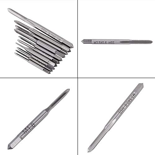 10pcs Mini HSS Metric Machine Hand Screw Thread Tap Tool Set Tap and Die Straight Flute Plug Threading Tap M1, M1.2, M1.4, M1.6, M1.7, M1.8, M2, M2.5, M3, M3.5 by Walfront - Used condition - Image 5