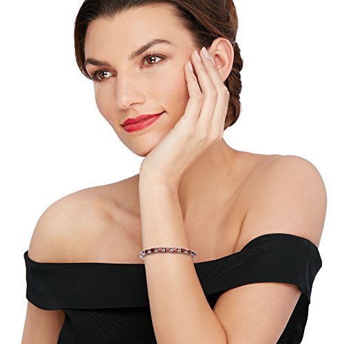 Ross-Simons 16.00 Ct. T.w. Emerald-Cut Garnet Tennis Bracelet In Sterling Silver. 7.5 Inches #TOP1