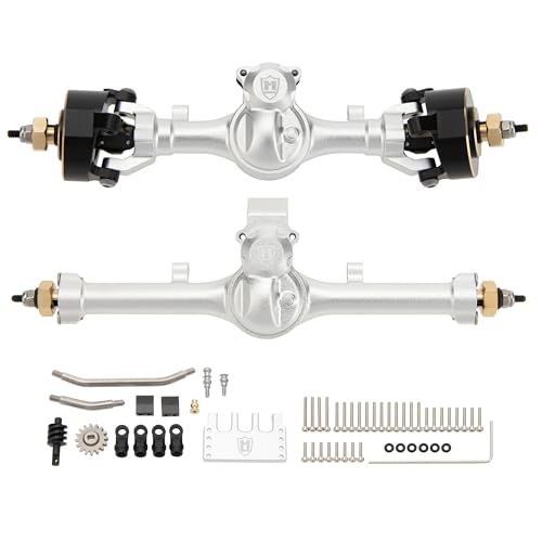 MEUS RACING 5mm ISO V2 SCX24 Axles with 3-Section CVD for Axial 1/24 SCX24 RC Crawler (Silver)