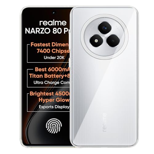 Image of Amazon Brand - Solimo for Realme Narzo 80 Pro 5G Premium Transparent Soft Silicon Crystal Clear Back Cover [Transparent]
