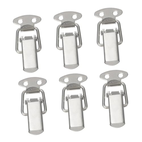 KOCKSHION 6セット 小型ステンレス鋼スプリング搭載トグルラッチ 耐久性工具箱 キャビネット用掛錠留め具 簡単取付 強力ばね式 固定