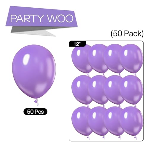 Image of PartyWoo Lavender Balloons 50 pcs 12 Inch Light Purple Pastel Purple Lilac Latex Helium Balloons for Graduation Baby Shower Wedding Butterfly Birthday Party Decorations Purple-Y15