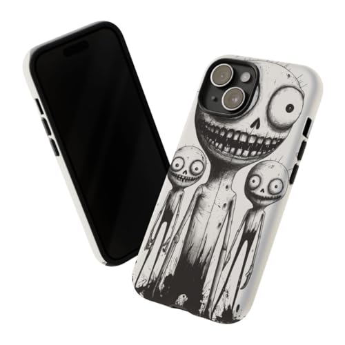 Coque rigide mate iPhone 15 Noir Slimy Monster Trio design