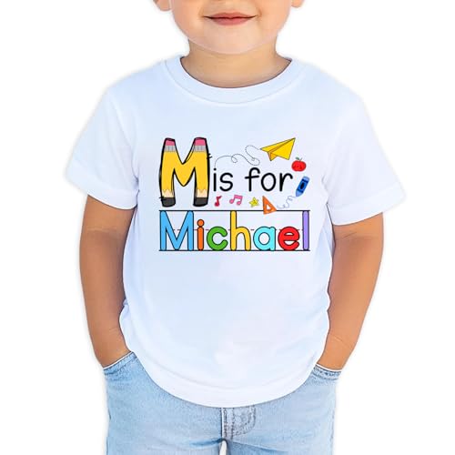 NAZENTI Custom First Day of Kindergarten Shirt for Kids, Personalized Back to School Shirt for Toddler Girls and Boys