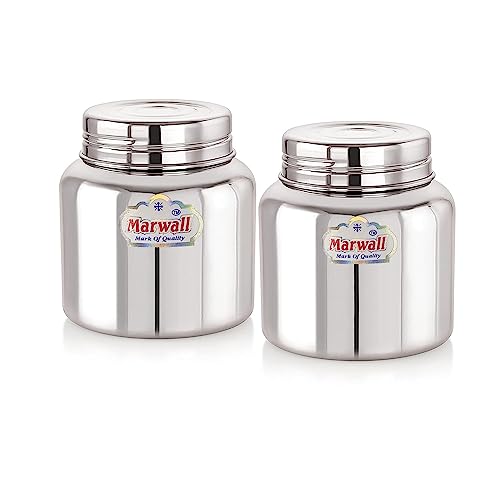 Image of Stainless Steel Jar /Dabba /Canister for Kitchen Storage with Thread Style Fitting-500ml(Pack of 2)