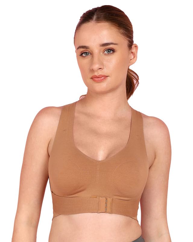 Image of Tweens Cotton Non-Padded Bonded Gym Bra for Women | Crisscross Back Support | Full Coverage Wire-Free for Workouts | Hidden Concealer | No Elastic Move Freely | Breathable Cotton | Pack of 1