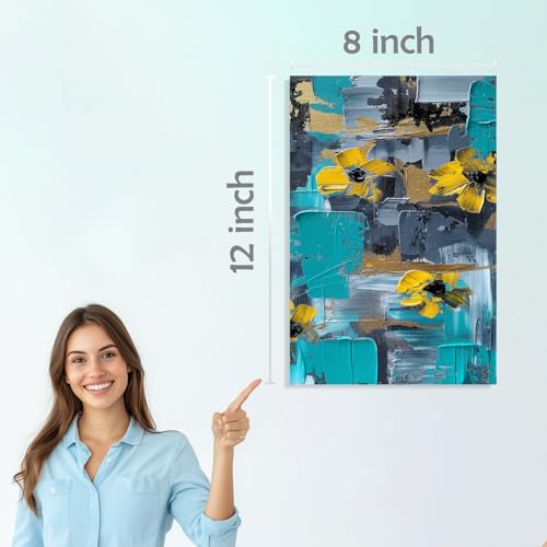 Image of SiddArtify Abstract Floral & Nature Teal Gold Art Print Set - 300GSM Board - 8x12 Inch - Pack of 6 Wall Room Decoration art Poster Prints
