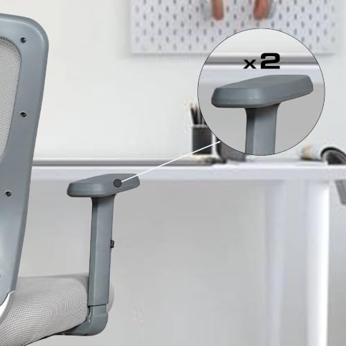 Image of MRC Office Chair arm Rest Replacement Chair Handle Part Ola 2D Adjustable Handle with Pu Soft pad Black (Set of - 2 Piece) with nut Bolts & Key fit to Every Chair (Grey)