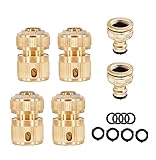 AstarFavor Conector de Manguera de Latón, 6 Piezas de Manguera de Jardín Acoplador Rápido Accesorios de Manguera de Jardín Conectores de Manguera para Riego, Lavado de Coches, etc