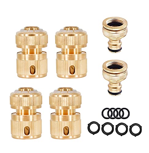 AstarFavor Connecteur de Tuyau en Laiton, 6 Pcs Raccord Rapide de Tuyau d'Arrosage Accessoires de Tuyau d'Arrosage Connecteurs de Tuyau pour Arrosage Lavage de Voiture etc