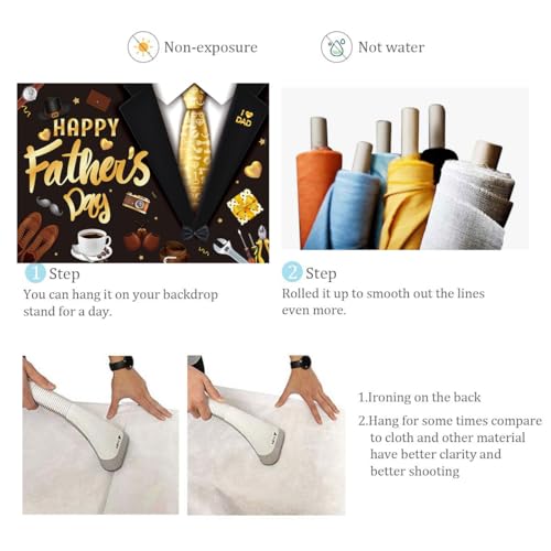 Happy Father's Day Backdrop 7X5FT I Love Dad Father's Day Party Background Best Dad Ever Festival Shirt Tie Tools Fathers Day Photography Backdrop (82x59inch) by BUTEN - Used condition - Image 6
