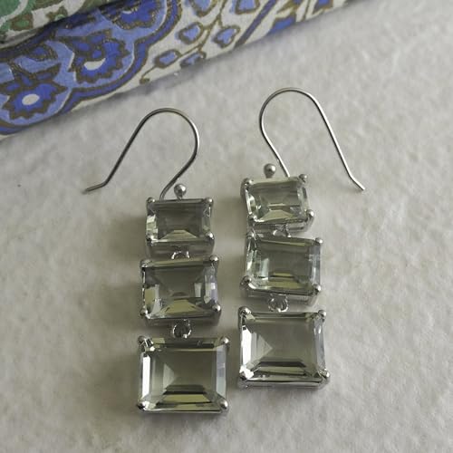 Boucles d'oreilles améthyste verte en argent d'une élégance rare - 2