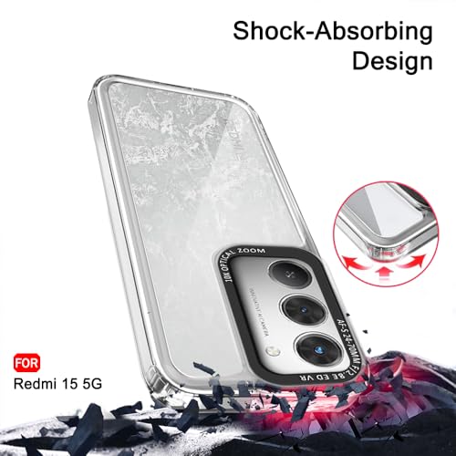 Image of TheGiftKart Hybrid Shockproof Back Cover Case for Mi Redmi 15 5G | Stylish Camera Border | Electroplated Buttons | Crystal Clear Hard Back Cover Case (TPU & PC, Transparent Bumper)